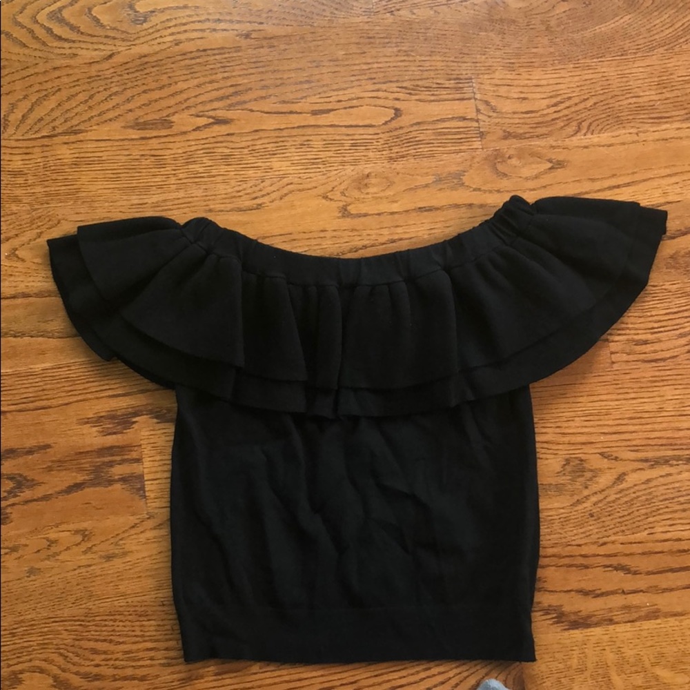 J.crew Off the Shoulder Ruffle Top in Black